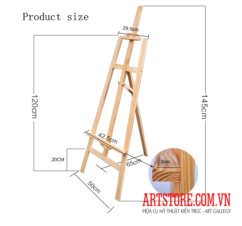 Giá Vẽ Khung Gỗ Cao Cấp Xếp Gọn 150 cm Giá Vẽ Khung Gỗ Cao Cấp Xếp Gọn 150 Cm