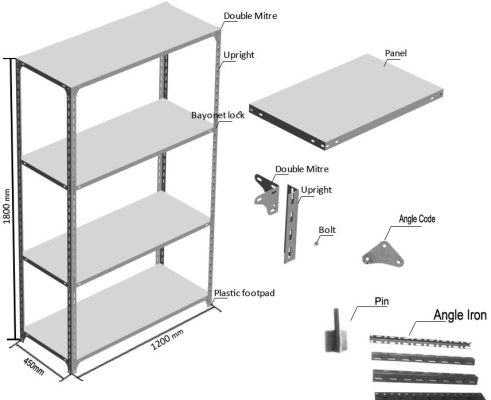 Bản Vẽ Mô Phỏng Kệ Sắt V Lỗ Đa Năng