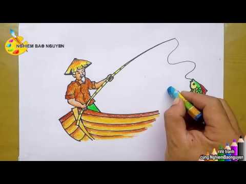 Vẽ Tranh Ông Già Câu Cá/Draw Old Man Fishing - Youtube
