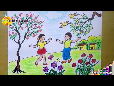 Vẽ Tranh Mùa Xuân Của Em/How To Draw Spring Season - Youtube