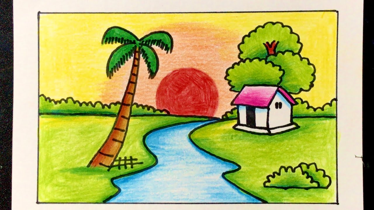 Vẽ Tranh Đề Tài Phong Cảnh Bình Minh ĐƠN GIẢN MÀ ĐẸP | how to draw sunrise scenery - YouTube Vẽ Tranh Đề Tài Phong Cảnh Bình Minh Đơn Giản Mà Đẹp | How To Draw Sunrise Scenery - Youtube