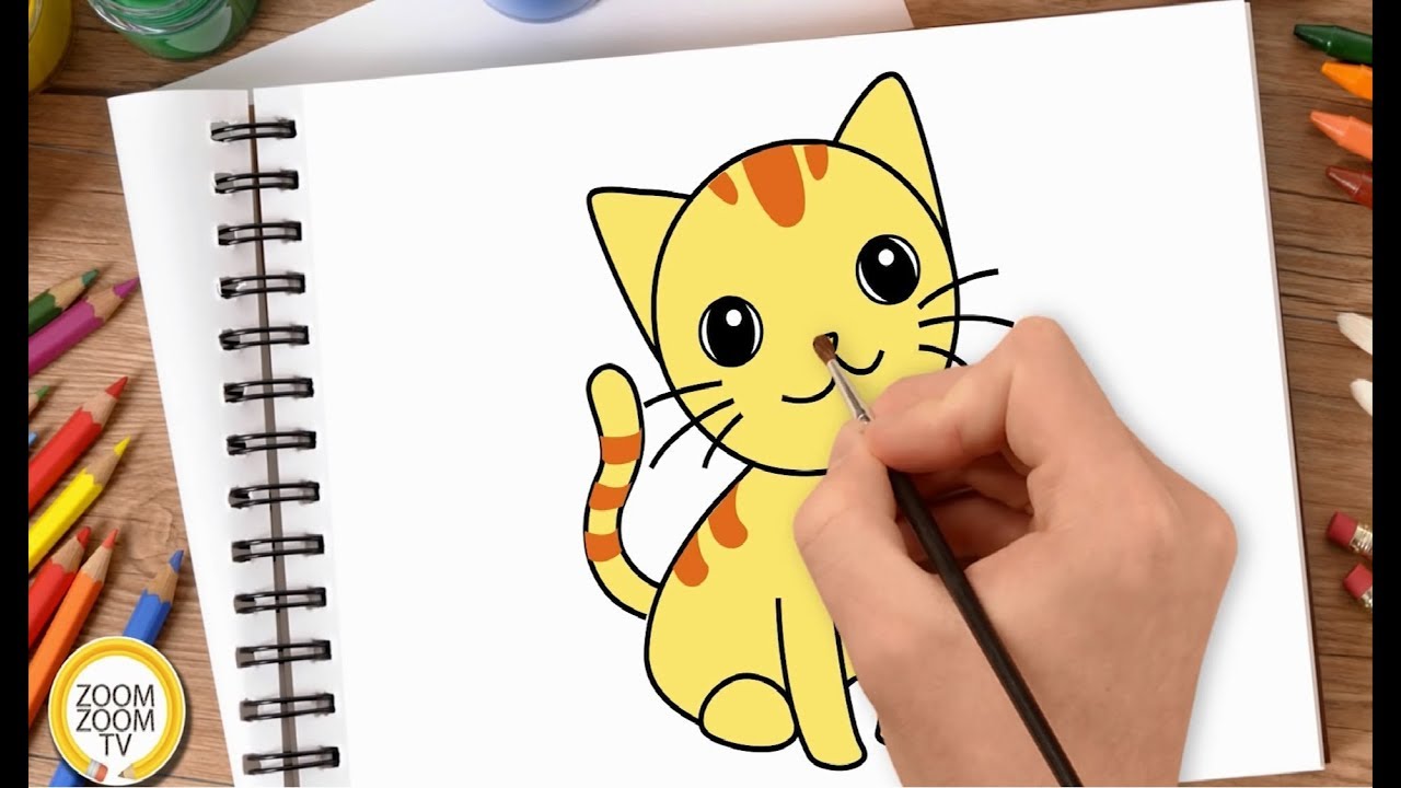 Hướng Dẫn Cách Vẽ Con Mèo Con - Tô Màu Con Mèo Con - How To Draw A Kitty -  Youtube