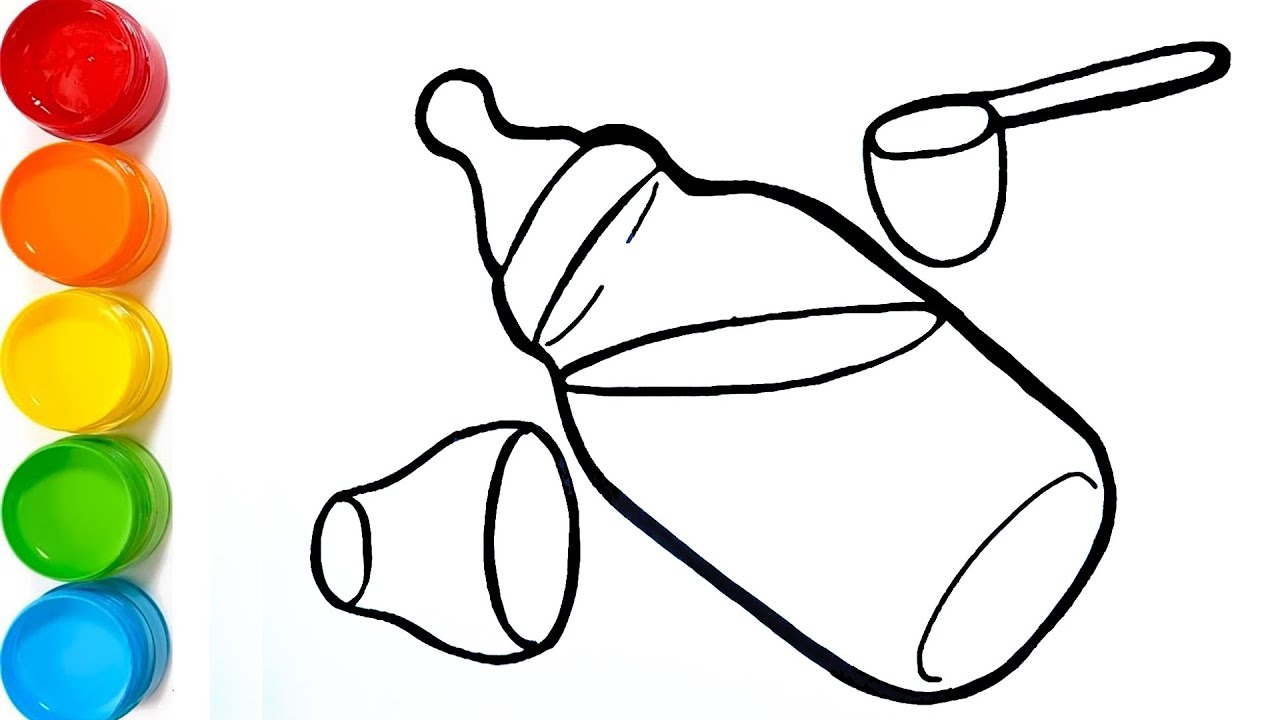 Dạy Bé Học Vẽ Bình Sữa - How To Draw A Milk Bottle For Kids - Youtube