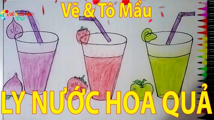 Cách Vẽ Ly Nước - Vẽ Và Tô Màu Ly Nước Dâu Đào Táo Đẹp Dễ Thương - Youtube