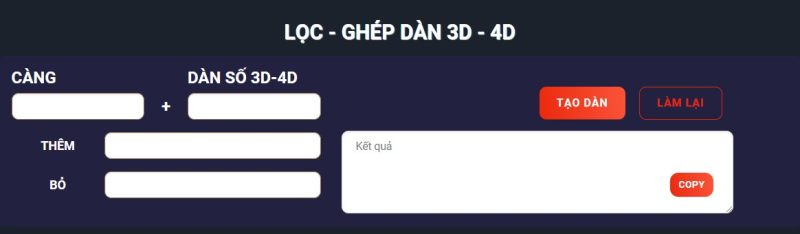 Tạo Dàn Đề - Tạo Dàn Xổ Số - Công Cụ Tạo Mức Số 2D 3D